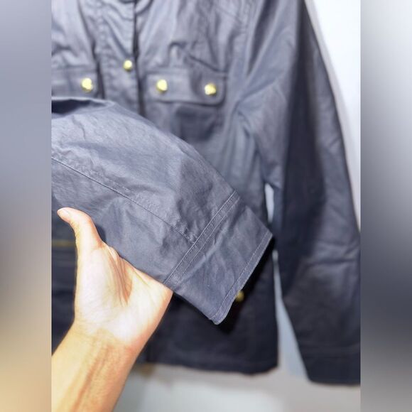 TOMMY HILFIGER Womens Rain Coat / Windbreaker Jacket Navy Blue Gold Size M EUC - Picture 4 of 10